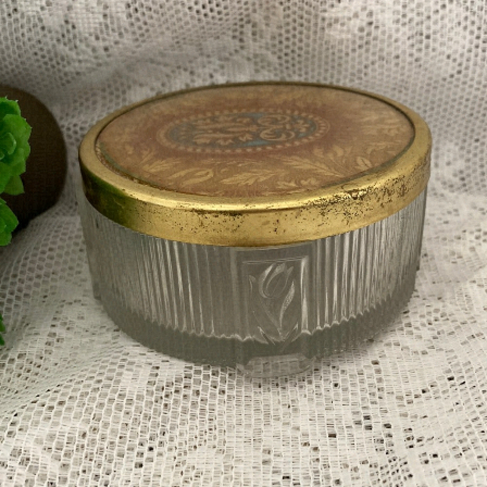 Vintage Art Deco Powder Jar Glass